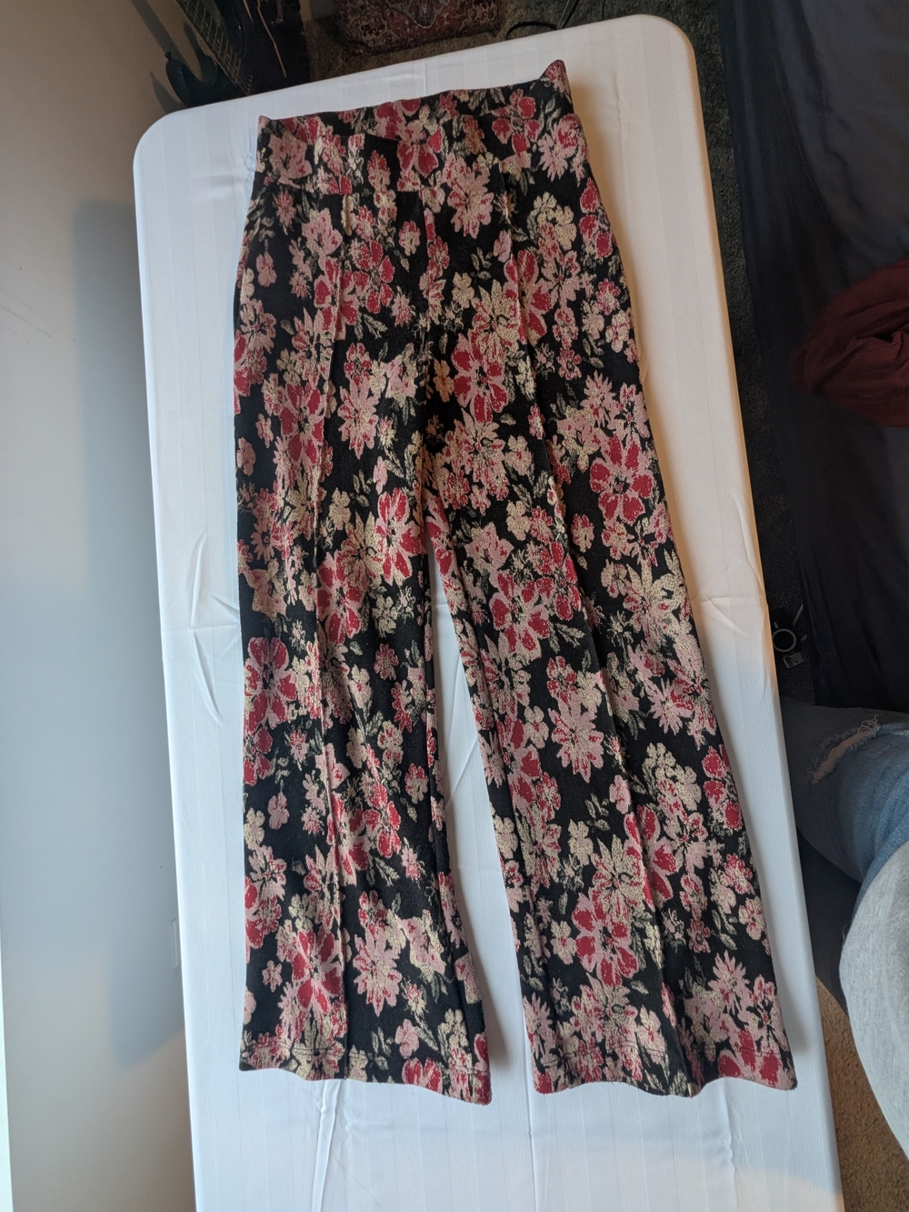 Free People XS Floral Print High Waisted Flare Leg Pants